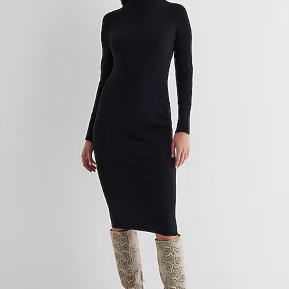 Express Black Long Sleeve Turtleneck Sweater Dress